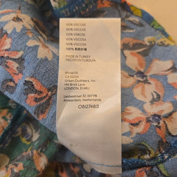 Anthropolgie Robin Tiered Ruffled Mini Dress Blue Green Womens Large - Picture 11 of 12